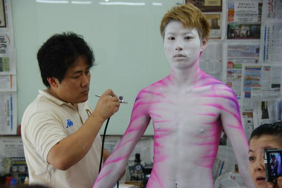 韩国教授人体彩绘特讲现场